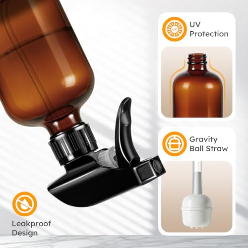 Tecohouse 360° Glass Spray Bottles with Silicone Sleeves - 16oz, 2 Pack