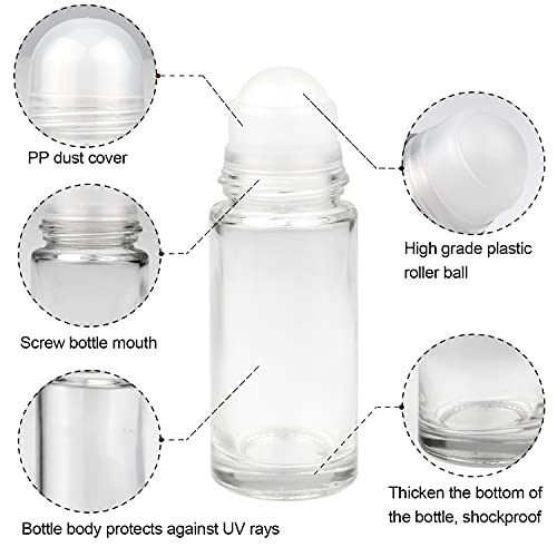 Wresty 4-Pack 50ml Glass Roll-On Deodorant Bottles for Essential Oils & Perfume