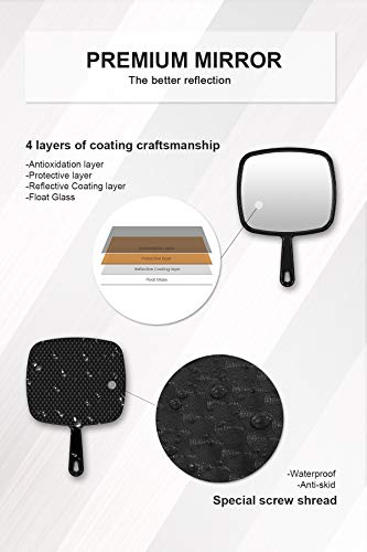 MIRRORNOVA Large Handheld Mirror with Handle, 12.4" x 9" Black Makeup Mirror