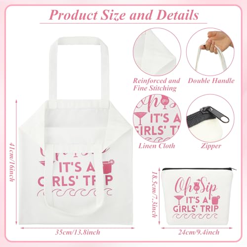 Girls Trip Gift Bags Set - 4 Tote Bags & 4 Makeup Pouches