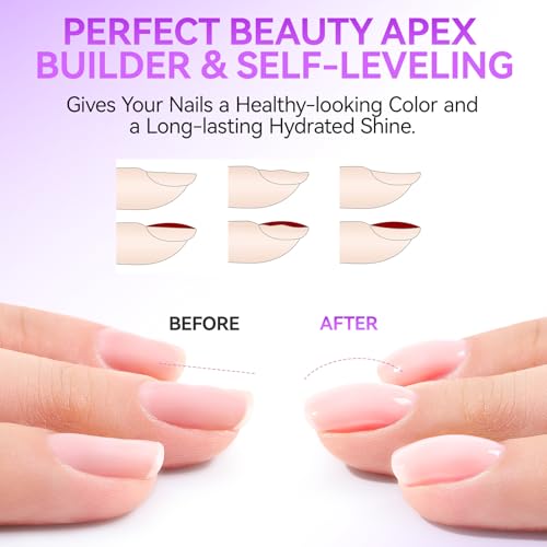 Gelike EC 6-in-2 Jelly Builder Gel Nail Glue Nude Pink - UV Rubber Base for Short Extensions & Tips, 3 - Nude