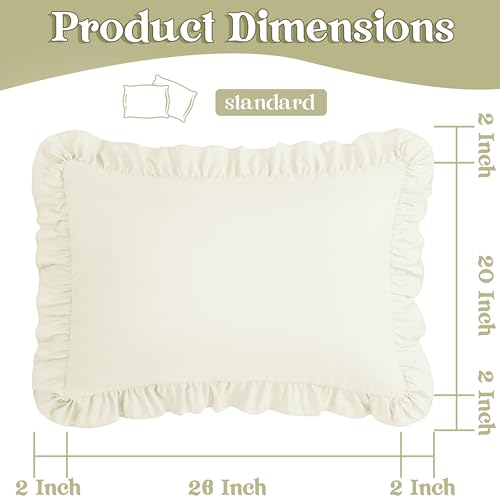 Beige Ruffle Pillow Cases Set of 2 | Soft Microfiber 20" x 26"