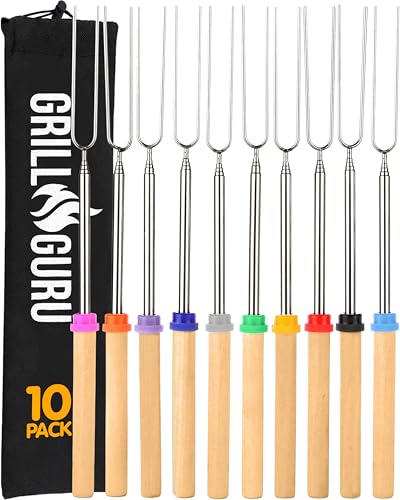 Grill Guru 32" Stainless Steel Marshmallow Roasting Sticks - 10 Pack