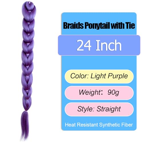 24 Inch Light Purple Braided Ponytail Hair Extension - SECPOCPONY