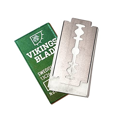 Vikings Blade Double Edge Safety Razor Blades - 10 Count, Platinum Coated Swedish Steel, Mild & Gentle Shaving