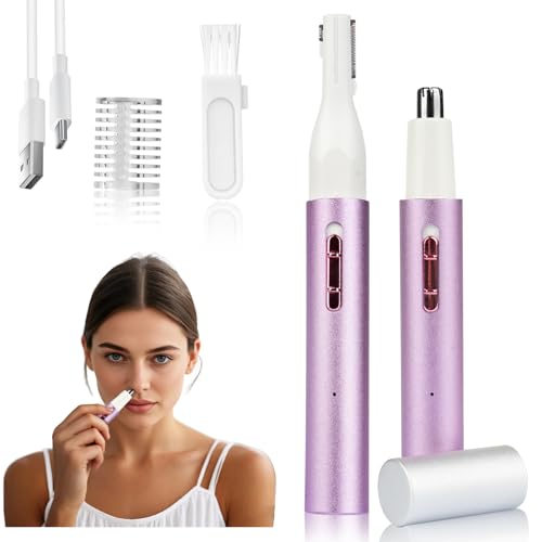 2026 Rechargeable Nose & Ear Hair Trimmer, Dual-Edge Blade Electric Clipper for Women Men, Facial & Eyebrow Hair Removal Tool, Powerful Motor, Painless, Easy to Clean (Multicolor)