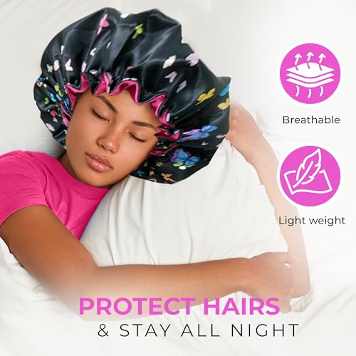 Ruffle Silk Satin Sleep Bonnet for Women | Be Beautiful Extensions