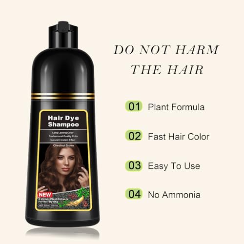 Lymznus Chestnut Brown 3-in-1 Hair Color Shampoo - Herbal Dye & Conditioner