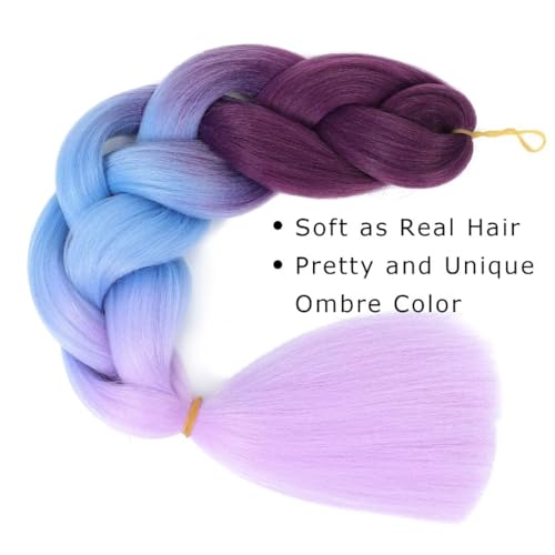 FEEL ME 24-Inch Jumbo Ombre Braiding Hair Extensions, 3-Pack Synthetic Fiber