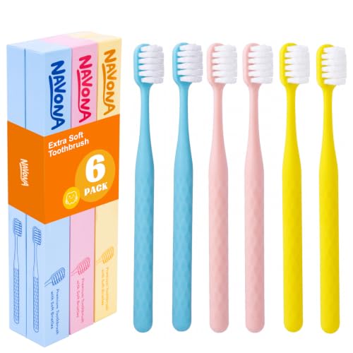 Navona 6 Pack Soft Bristle Toothbrushes for Sensitive Teeth
