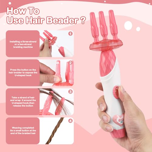 Pink Kidzkube Automatic Hair Braiding Machine Toy for Girls – Beads & Accessories Set
