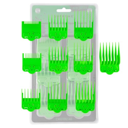 Supreme Trimmer CMG100 Magnetic Guide Combs - Acid Green, 10 Sizes