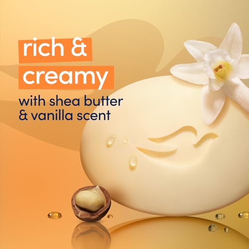Dove Shea Butter & Vanilla Beauty Bar 2-Pack - 4.75 Oz Each, 3-in-1 Face Body Hand Soap, Fresh Scent