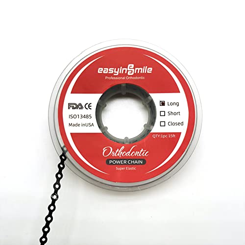 SNAWOP Dental Orthodontic Power Chain Rubber Bands - Long Black