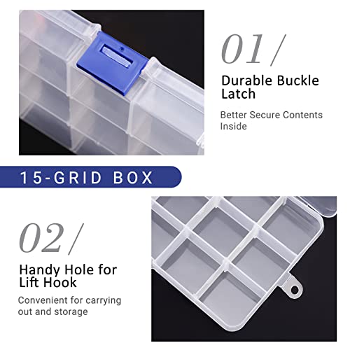 COSICS 2-Pack Small Bead & Jewelry Organizer Box with Removable Dividers - Blue & Red Buckle, 6.7 x 3.7 Inches