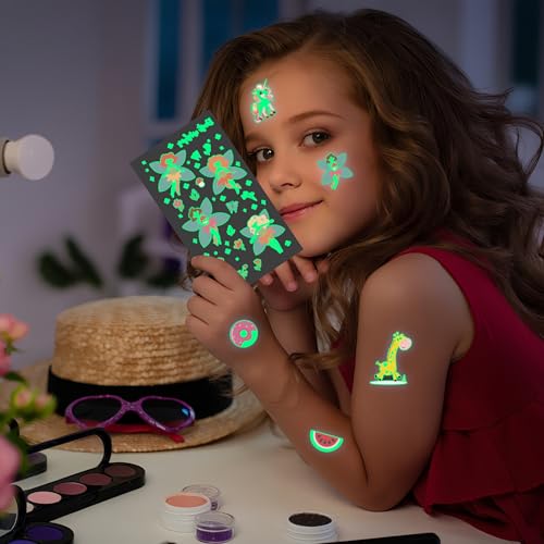Luminous Temporary Tattoos for Kids - 380 Mixed Style Stickers