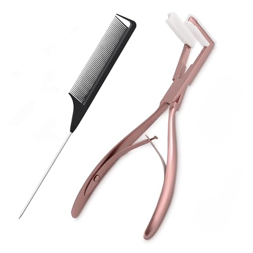NEWISHTOOL Pink Hair Extension Kit: Stainless Steel Pliers & Comb