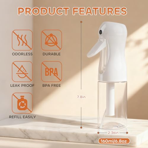 AMOMELA 2-Pack Continuous Spray Bottle for Hair & Plants - 200ml
