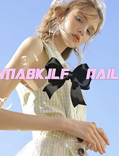 Press on Nails Medium Almond MABKJLF Fake White French Tip False with
