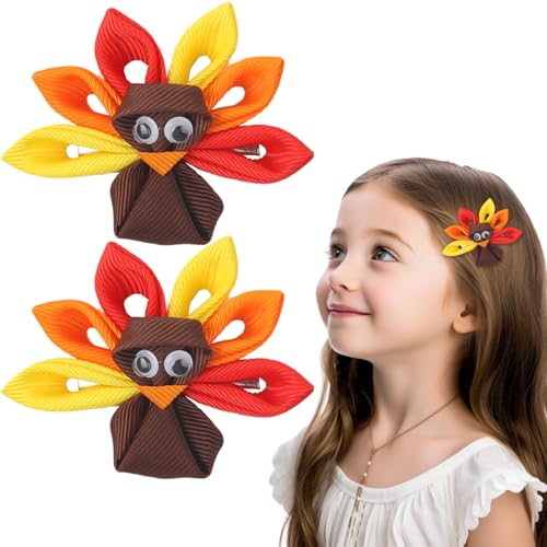 Pvoiue Turkey 2pcs Fall Hair Clips for Girls - Thanksgiving Hair Accessories