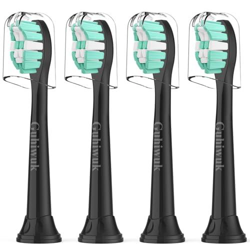 Guhiwuk Black Replacement Toothbrush Heads for Philips Sonicare 4 Pack - Compatible with DiamondClean and More