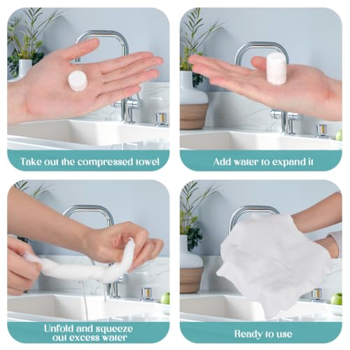 AIDEA 100PCS Compressed Face Towels - Portable Disposable Washcloths