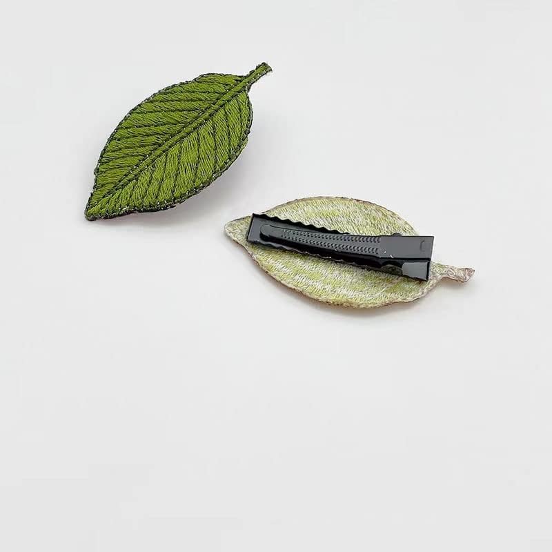 12pcs Vintage Leaf Hair Clips Set - Handmade Duckbill Hairpins (B)