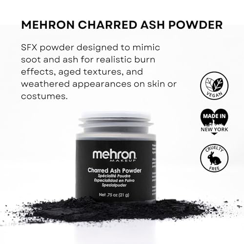 Mehron Makeup Special FX Powder - Charred Ash, Fake Dirt for Halloween & Cosplay, .75 oz