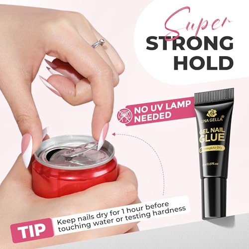 UNA GELLA Super Strong Nail Glue 2ml x 5 Pack - Quick Dry, Clear, No UV Needed