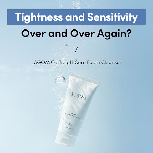 LAGOM Cellup pH Cure Foam Cleanser - Gentle Low pH Face Wash for Sensitive Skin, 4.05 Fl Oz