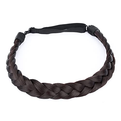 DIGUAN Braided Fishtail Headband - Synthetic Heat-Resistant Dark Chocolate
