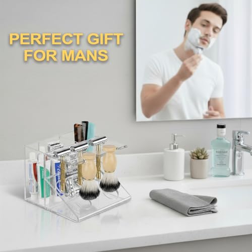 Shaving Brush and Razor Stand - Scratch-Resistant Holder for Men