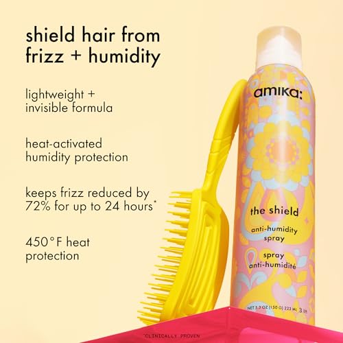 amika the shield anti-humidity spray | lightweight, invisible heat protection spray, contains UV filters, for smooth, frizz free hair