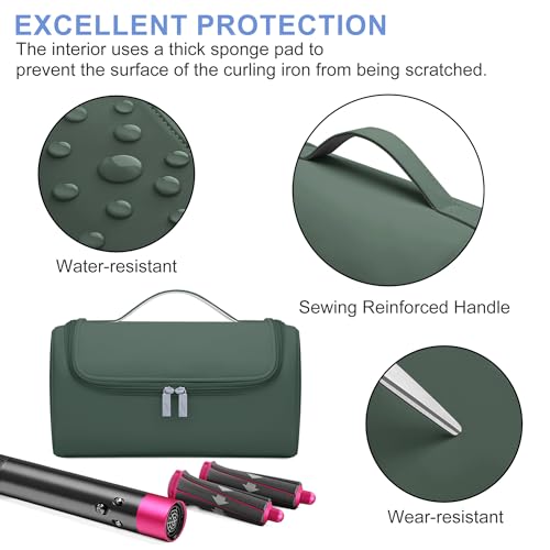 Linpr Green Travel Case for Dyson Airwrap with Hanging Hook
