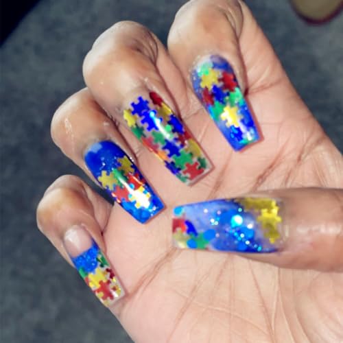 Holographic Puzzle Piece Nail Glitter Sequins - 50g Mix Colors