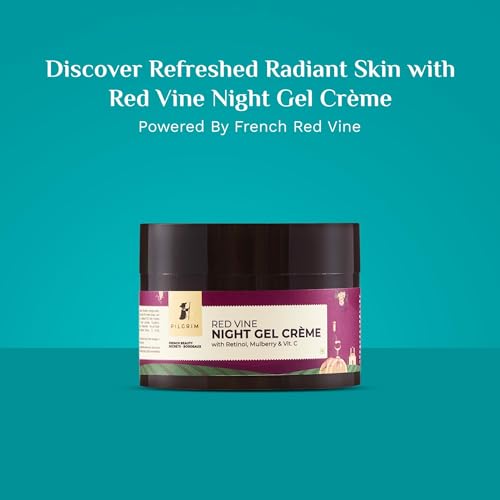 Pilgrim French Red Vine & Retinol Night Gel Cream – Lightweight Moisturizer for Radiant Skin, 1.76 Oz