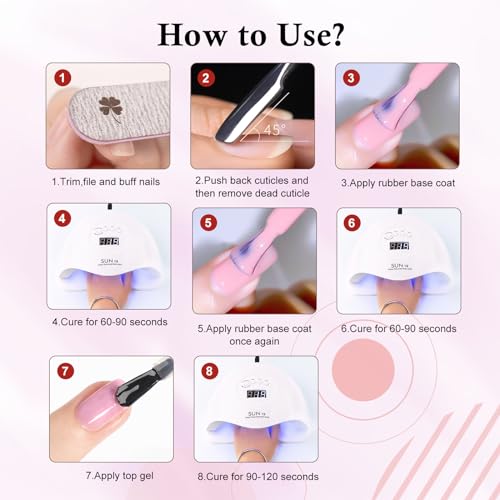VENALISA Transparent Pink Rubber Base Gel Nail Polish Set of 6 | Soak-Off UV/LED Manicure Kit