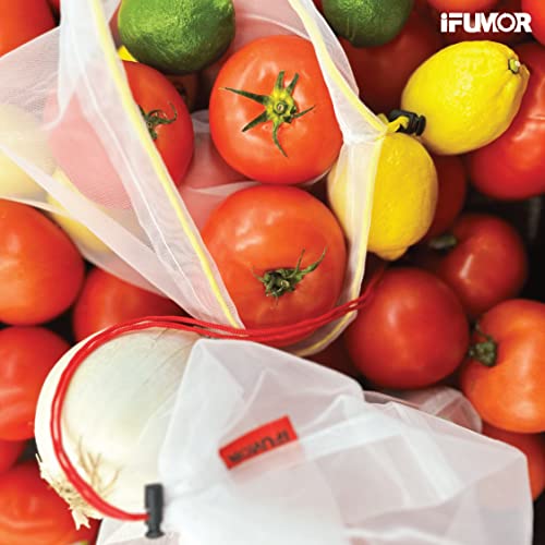9 Pack Eco-Friendly Reusable Mesh Produce Bags with Tare Tags