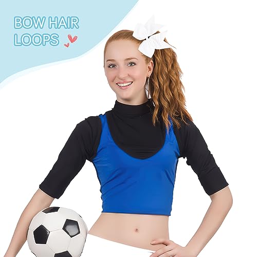 WRNZL 2 Pcs 8-Inch White Cheerleader Bows with Scrunchies