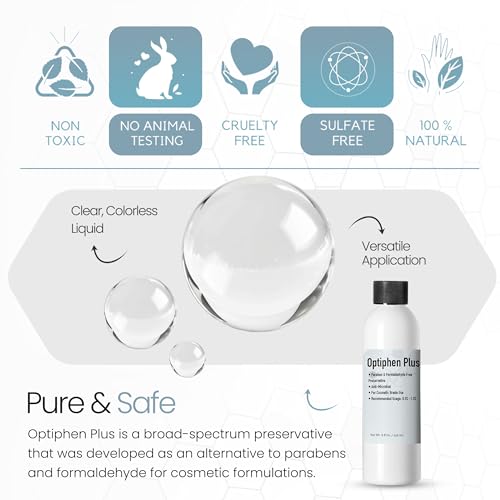 Optiphen Plus Preservative for Cosmetics and Lotions - 8oz Natural Skin Care Preservative