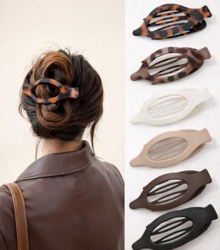 Ibubudu Tortoiseshell 6-Pack Medium Duckbill Hair Clips Non-Slip Strong Hold