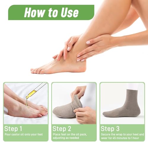 Paw Legend Reusable Castor Oil Pack Wraps for Feet - 2 Pack Organic Cotton