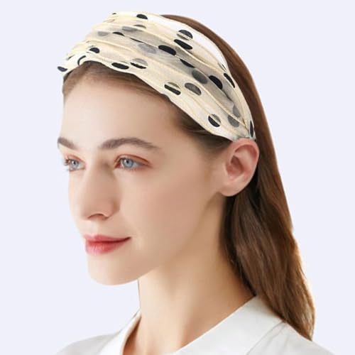 FZBNSRKO 4 Pack Wide Lace Headbands for Women & Girls - Non-Slip, Feminine Hair Accessories in Black, Pink, Beige, Blue