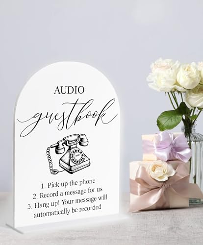 Elegant White Arch Acrylic Wedding Sign for Guest Book