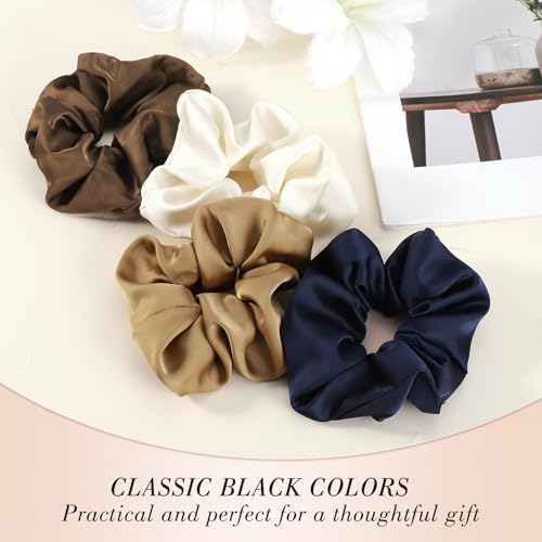 Satin Hair Scrunchies for Women - 8 Pack No-Crease Hair Ties
