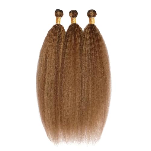 ZevPiul Kinky Straight Human Hair Bundles P4/27 Highlight Brown & Blonde