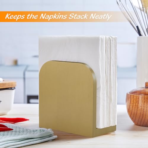 ALELION Wooden Napkin Holder - Elegant Gold U-Shaped Design