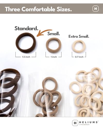 Heliums Light Brown Hair Ties - No Damage Seamless Nylon Bands, 20 Pack