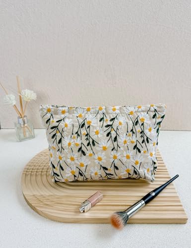 Stylish Daisy Makeup Bag Set - Large & Small Travel Organizers