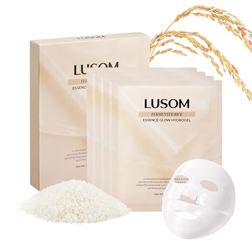 LUSOM Fermented Rice Essence Hydrogel Mask - Deep Hydrating Sheet Mask for Sensitive Skin, 4 Sheets